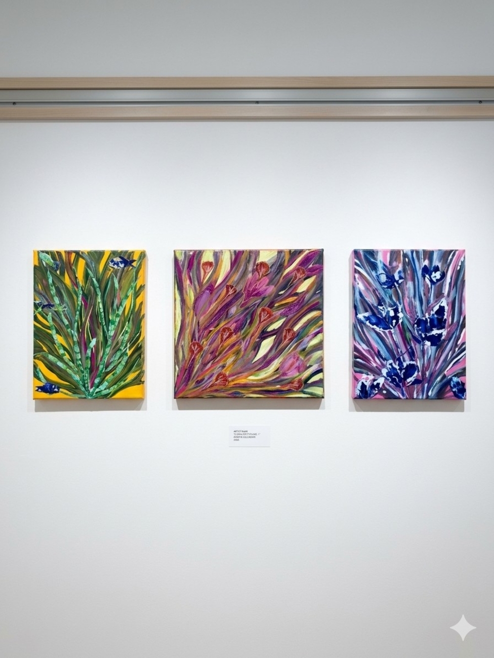 Abstract Floral Wall Art Trio - Green, Purple, Blue